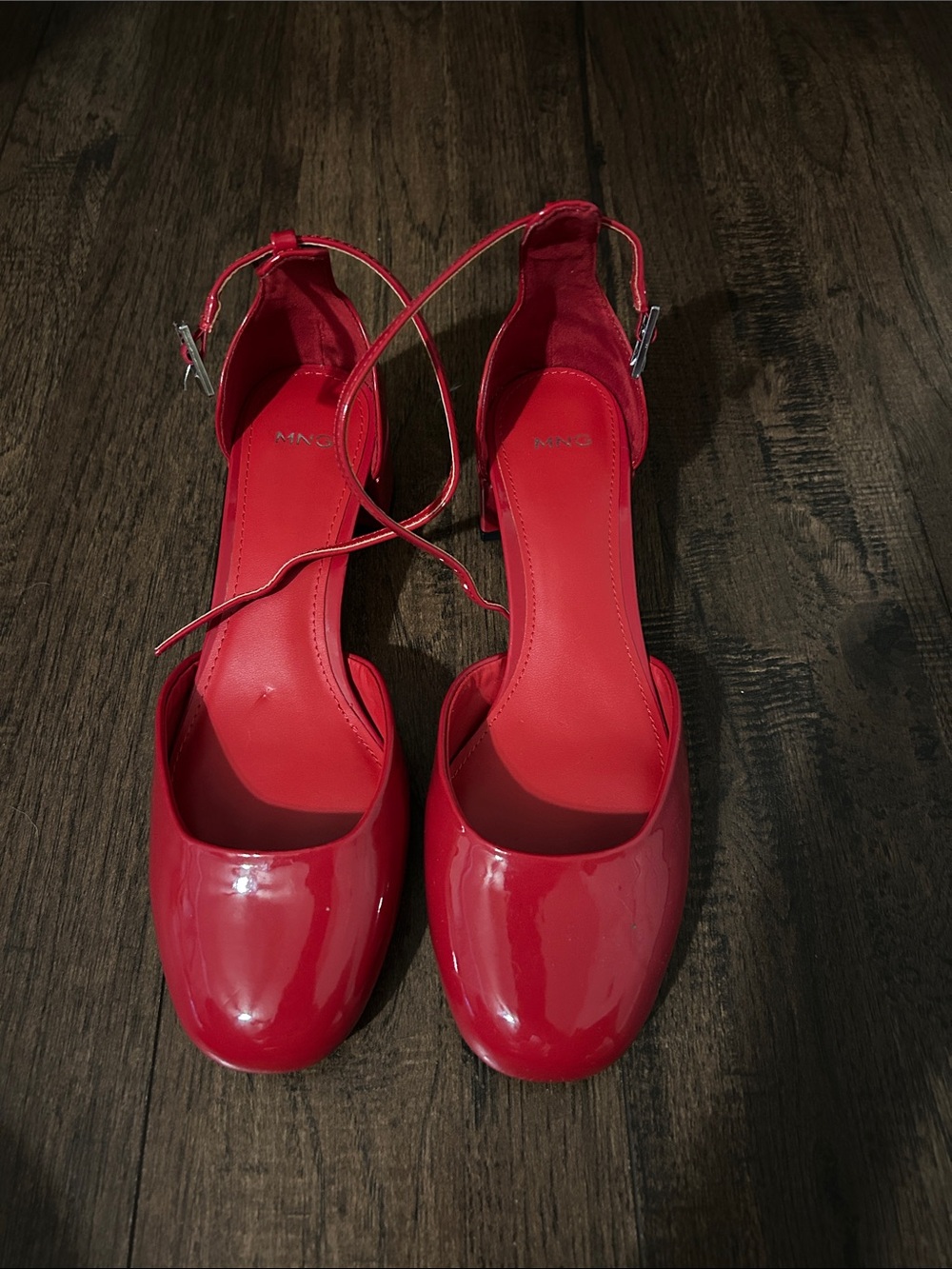 MMG Red Patent Ankle-Strap Women’s Pumps Sz 37